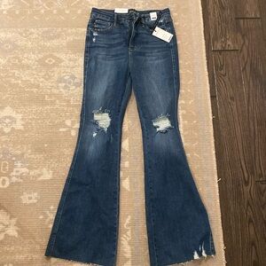 NWT Judy Blue flare jeans- dark was and distressed